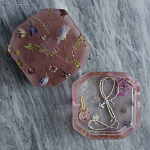 Шкатулка из эпоксидной смолы с цветами розовая Epoxy Resin Square Box Pink варинант исполнения - 2 | Loft Concept в Барнауле