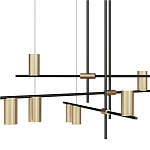 Люстра с 9-ю цилиндрическими плафонами цвета латунь TRIBES CHANDELIER варинант исполнения - 2 | Loft Concept в Барнауле