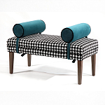 Банкетка Banquette PIED DE POULE с принтом гусиная лапка и синими подлокотниками  варинант исполнения - 2 | Loft Concept в Барнауле