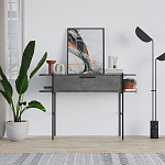 Консоль напольная серая с выдвижным ящиком и 2-мя полками с белой столешницей OTIS CONSOLE RETRO GRAY варинант исполнения - 1 | Loft Concept в Барнауле