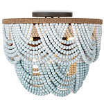 Круглый потолочный светильник с подвесками из круглых деревянных бусин Ombre Wooden Beads Blue Ceiling Lamp варинант исполнения - 2 | Loft Concept в Барнауле