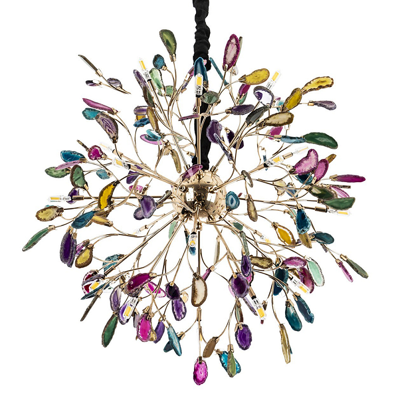 Люстра с декором разноцветный агат Multicolored Agate Chandelier 18 Глянцевое золото Мульти Люстра с декором разноцветный агат Multicolored Agate Chandelier 18 Глянцевое золото Мульти в Барнауле | Loft Concept