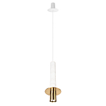 Подвесной светильник с узким цилиндрическим плафоном и золотым металлическим декором Concrete Pipe варинант исполнения - 11 | Loft Concept в Барнауле