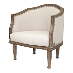 Кресло низкое с мягкой обивкой из льна на 4-х деревянных ножках Emile Armchair beige варинант исполнения - 3 | Loft Concept в Барнауле