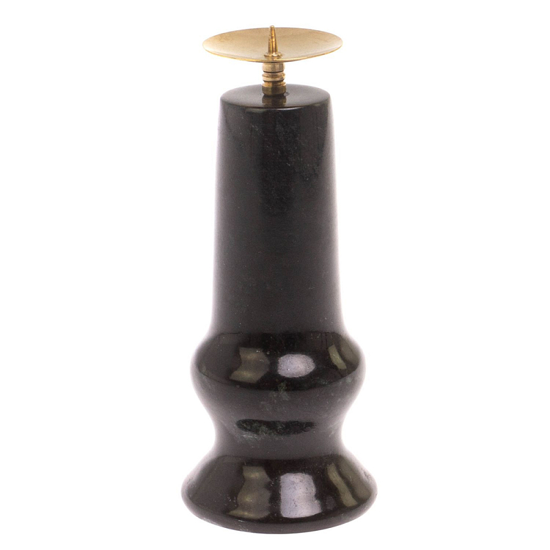 Подсвечник из натурального камня змеевик чёрного цвета Stone Candlestick Черный Золотой Подсвечник из натурального камня змеевик чёрного цвета Stone Candlestick Черный Золотой в Барнауле | Loft Concept