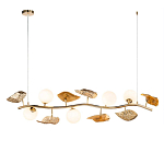 Люстра линейная на золотистом каркасе с белыми стеклянными плафонами Zest of Light варинант исполнения - 1 | Loft Concept в Барнауле