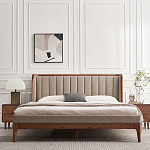 Кровать двуспальная с мягким изголовьем Moon Walnut Bed варинант исполнения - 3 | Loft Concept в Барнауле