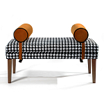 Банкетка Banquette PIED DE POULE Orange с принтом гусиная лапка Оранжевые валики варинант исполнения - 1 | Loft Concept в Барнауле