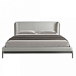 Кровать двуспальная серая с мягким изголовьем из экокожи и ткани Modern Look варинант исполнения - 3 | Loft Concept в Барнауле