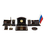 Настольный письменный набор с часами из природного камня обсидиана  Gift for Manager варинант исполнения - 1 | Loft Concept в Барнауле