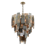 Люстра с многослойными стеклянными панелями янтарного и дымчатого цвета Textured Glass Chandelier варинант исполнения - 3 | Loft Concept в Барнауле