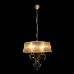 Люстра подвесная круглая с тканевым полупрозрачным абажуром и подвесками 4 лампы Gilded Elegance варинант исполнения - 1 | Loft Concept в Барнауле