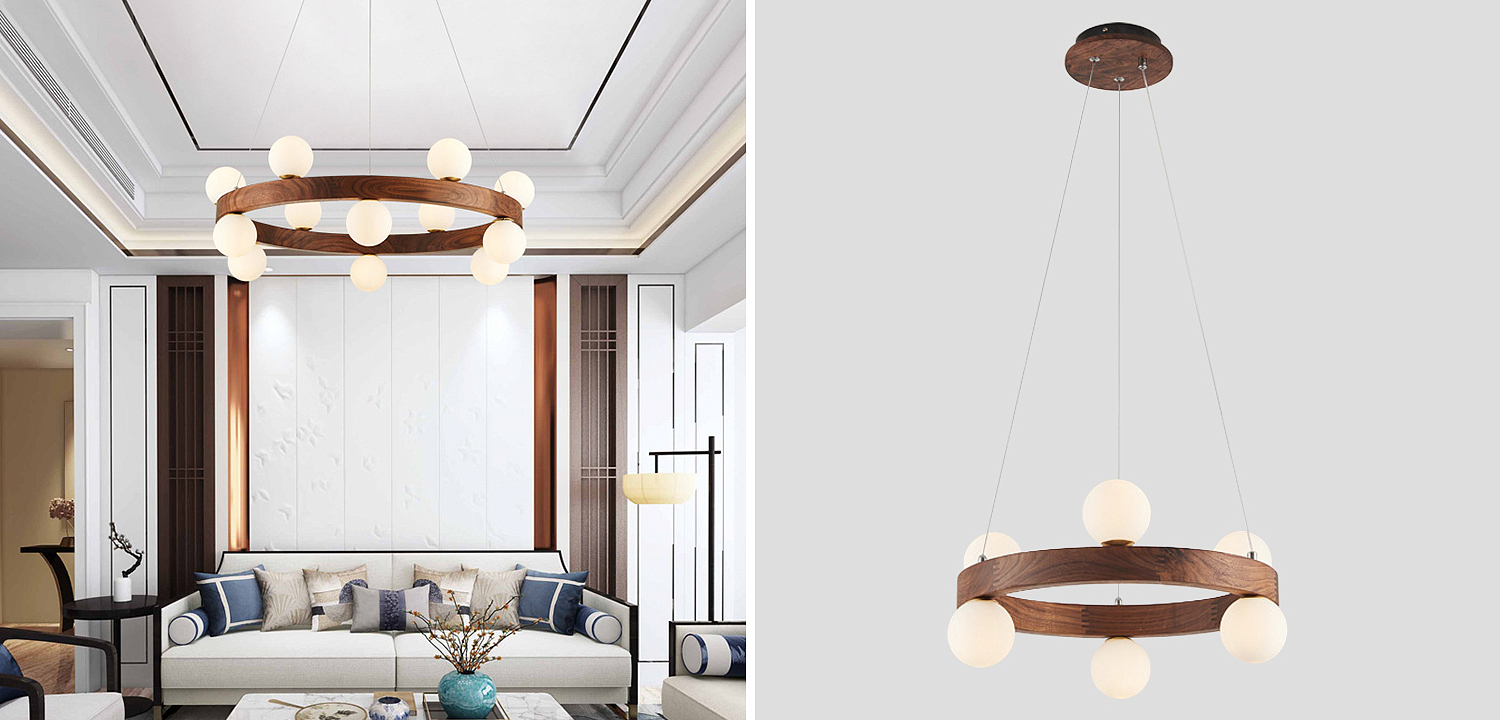 Люстра из дерева с белыми плафонами GRAND Wooden Chandelier Люстра из дерева с белыми плафонами GRAND Wooden Chandelier - Loft-Concept в Барнауле
