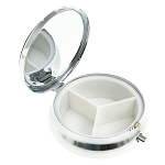 Таблетница карманная круглая с 3-мя отделениями с зеркалом и накладкой из натурального камня Апатит Желтый Silver Stone Pillboxes варинант исполнения - 2 | Loft Concept в Барнауле