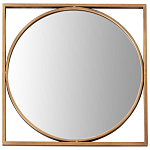 Круглое  зеркало в квадратной раме из металла Coste Mirror варинант исполнения - 1 | Loft Concept в Барнауле