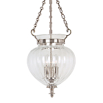Подвесной светильник цвета никель с прозрачным ребристым стеклянным плафоном в классическом стиле Elstead Lighting варинант исполнения - 1 | Loft Concept в Барнауле