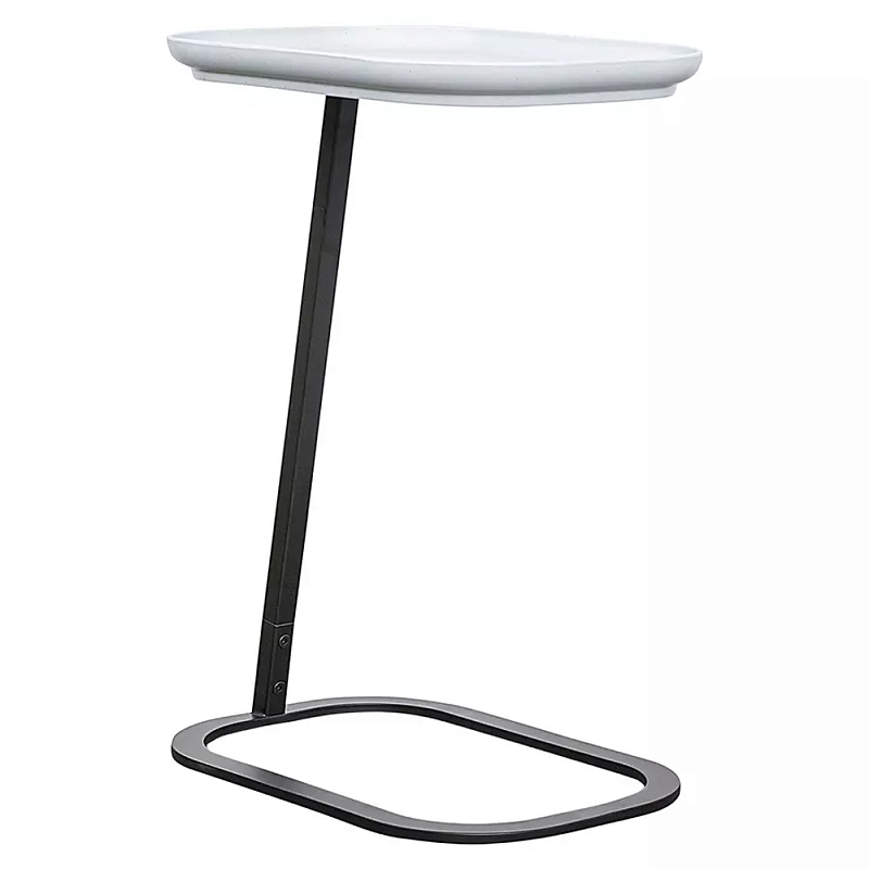 Столик приставной с прямоугольной серой столешницей Steel Stable Table Серый Черный Столик приставной с прямоугольной серой столешницей Steel Stable Table Серый Черный в Барнауле | Loft Concept