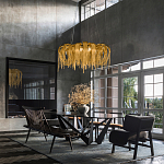 Люстра подвесная круглая с изогнутыми металлическими дугами и ниспадающими цепочками 65 см Atlantis Chain варинант исполнения - 9 | Loft Concept в Барнауле