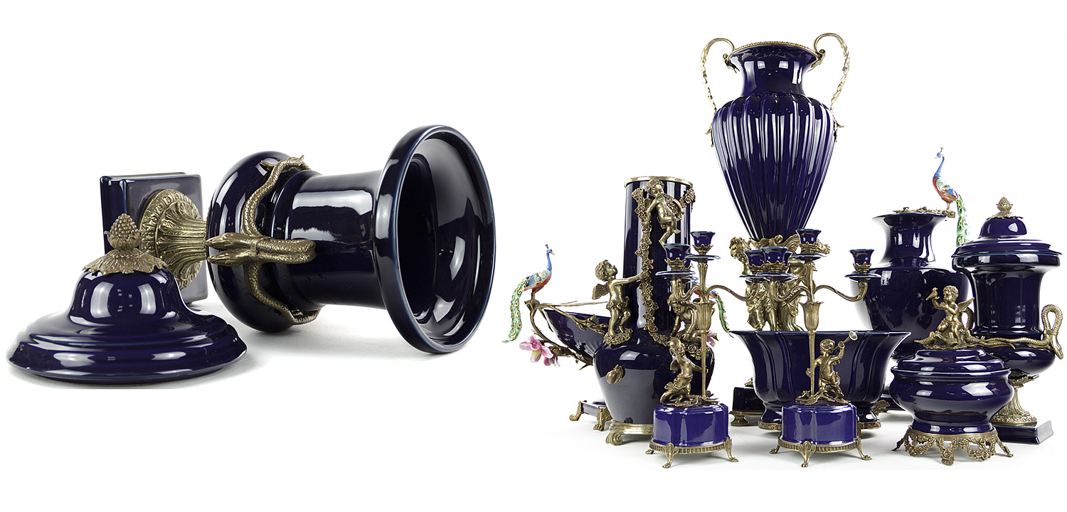Ваза Selenia Blue Vase Bronze Serpents Ваза Selenia Blue Vase Bronze Serpents - Loft-Concept в Барнауле
