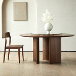 Стол обеденный круглый с двойной столешницей Walnut Wood Table варинант исполнения - 9 | Loft Concept в Барнауле