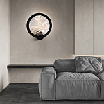 Светодиодное бра круглой формы с металлической рамой черного цвета Marble Glow варинант исполнения - 3 | Loft Concept в Барнауле