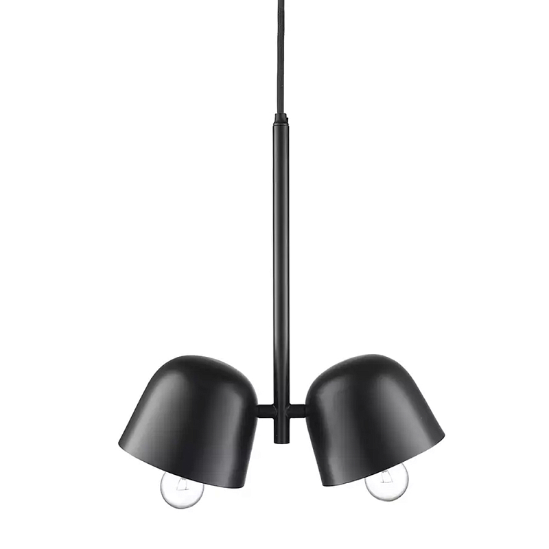 Подвесной светильник черный с 2-мя плафонами Pendant lamp Black Черный Подвесной светильник черный с 2-мя плафонами Pendant lamp Black Черный в Барнауле | Loft Concept