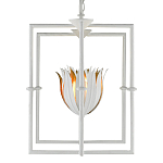 Люстра белая прямоугольная с абажурами в виде цветков тюльпана White Tulips варинант исполнения - 3 | Loft Concept в Барнауле