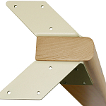 Обеденный стол с прямоугольной бежевой столешницей из стекла на 4-х деревянных ножках Beige Marble варинант исполнения - 5 | Loft Concept в Барнауле