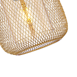 Подвесной светильник со стеклянным плафоном цилиндрической формы и металлической сеткой Metal Mesh Gold варинант исполнения - 4 | Loft Concept в Барнауле