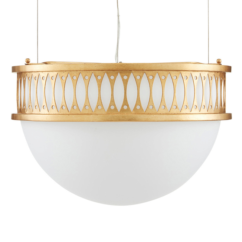 Подвесной светильник с фактурным золотым каркасом Exceptional Classic Design Золотой Молочный в Барнауле | Loft Concept 