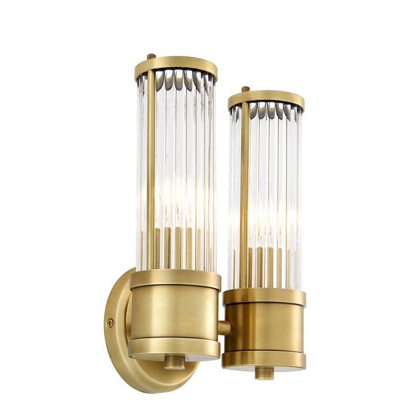 Бра Wall Lamp Claridges Dual Brass Латунь Античная полированная Прозрачное Стекло в Барнауле | Loft Concept 