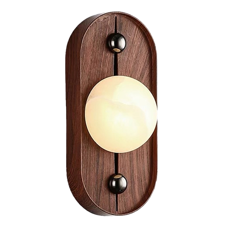 Настенный светильник овальный с деревянным основанием Wood Wall Lamp Коричневый Настенный светильник овальный с деревянным основанием Wood Wall Lamp Коричневый в Барнауле | Loft Concept