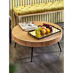 Журнальный столик с круглой фактурной столешницей из натурального дерева Vortex варинант исполнения - 6 | Loft Concept в Барнауле