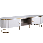 Тумба под телевизор белая овальная с мраморной столешницей Thoroughbass варинант исполнения - 1 | Loft Concept в Барнауле