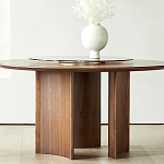 Стол обеденный круглый с двойной столешницей Walnut Wood Table варинант исполнения - 4 | Loft Concept в Барнауле