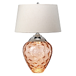 Настольная лампа с фактурным стеклянным основанием красного цвета с хромированной деталью у горловины и белым абажуром из искусственного шёлка Elstead Lighting варинант исполнения - 1 | Loft Concept в Барнауле