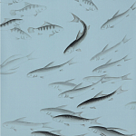 Обои ручная роспись Fishes Original colourway on Duck Egg dyed silk варинант исполнения - 2 | Loft Concept в Барнауле