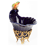 Чаша темно-синего цвета из фарфора с разноцветной птичкой Eden Garden porcelain and bronze варинант исполнения - 2 | Loft Concept в Барнауле