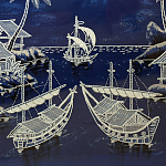 Картина ручная вышивка бисером Ночной пейзаж Night Boat Bay варинант исполнения - 4 | Loft Concept в Барнауле