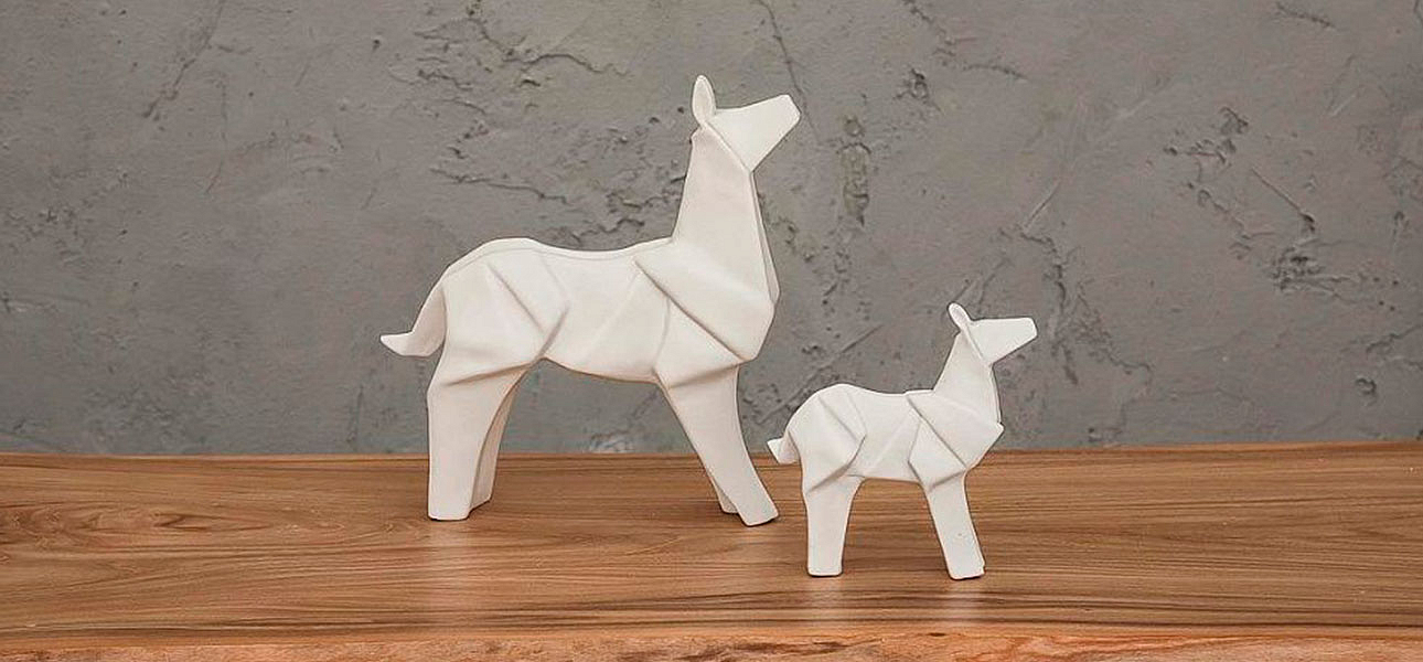 Фигурка в виде оригами керамическая белая собака White Dog Фигурка в виде оригами керамическая белая собака White Dog - Loft-Concept в Барнауле
