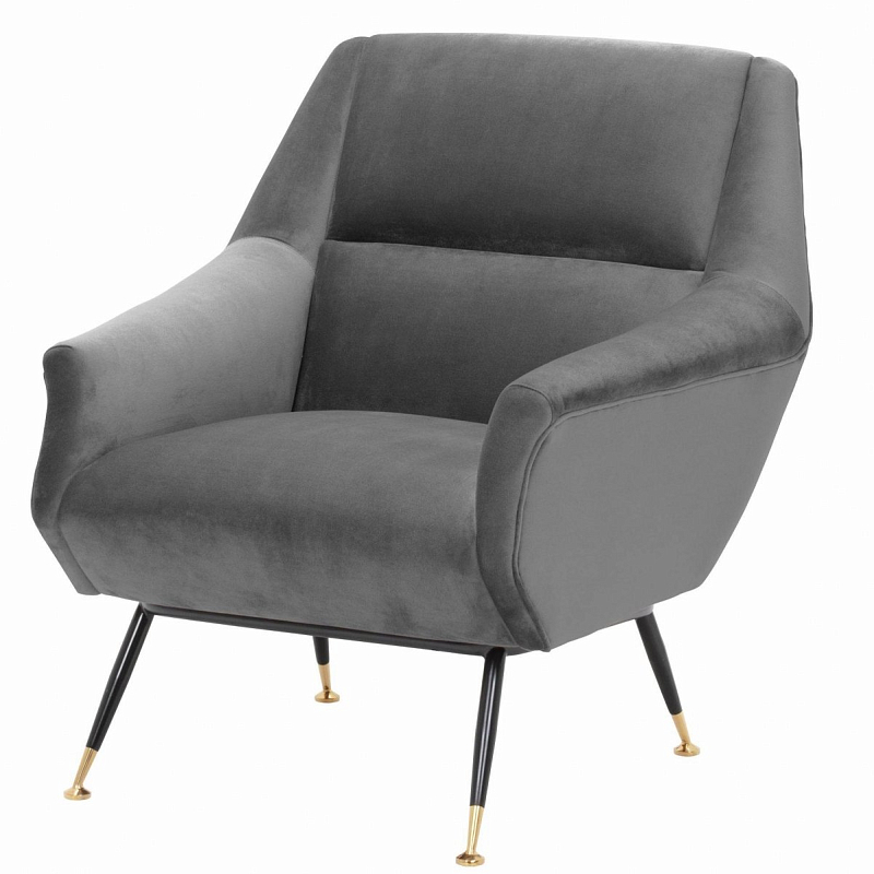 Кресло Eichholtz Chair Exile Grey Серый Латунь Черный Кресло Eichholtz Chair Exile Grey Серый Латунь Черный в Барнауле | Loft Concept