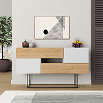 Комод c 2-мя белыми дверцами и 2-мя выдвижными ящиками цвета древесины EROS CONSOLE OAK WHITE варинант исполнения - 1 | Loft Concept в Барнауле