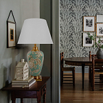 Настольная лампа бирюзовая с цветочным принтом Turquoise Flight варинант исполнения - 5 | Loft Concept в Барнауле