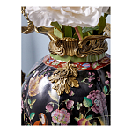 Ваза из фарфора черная с цветочной росписью и бронзовыми элементами Spring Garden варинант исполнения - 5 | Loft Concept в Барнауле