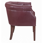 Кресло низкое из натуральной кожи на 4-х деревянных ножках из массива бука Chloe Leather Armchair vine варинант исполнения - 2 | Loft Concept в Барнауле