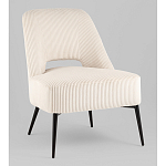 Кресло лаунж Бостон велюр рельефный молочный на черных ножках варинант исполнения - 1 | Loft Concept в Барнауле