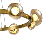 Люстра подвесная светодиодная с 9-ю круглыми плафонами коньячного цвета Iona Chandelier Brass  варинант исполнения - 3 | Loft Concept в Барнауле