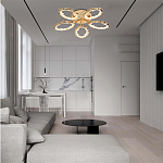 Потолочная люстра с 5-ю светодиодными лампами с золотистым каркасом Ring of Fire варинант исполнения - 1 | Loft Concept в Барнауле