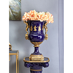 Ваза темно-синего цвета из фарфора с бронзовыми ручками в виде фигур Eden Garden porcelain and bronze варинант исполнения - 8 | Loft Concept в Барнауле