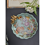 Блюдо из голубого фарфора с бронзовой птичкой Blue Garden варинант исполнения - 5 | Loft Concept в Барнауле